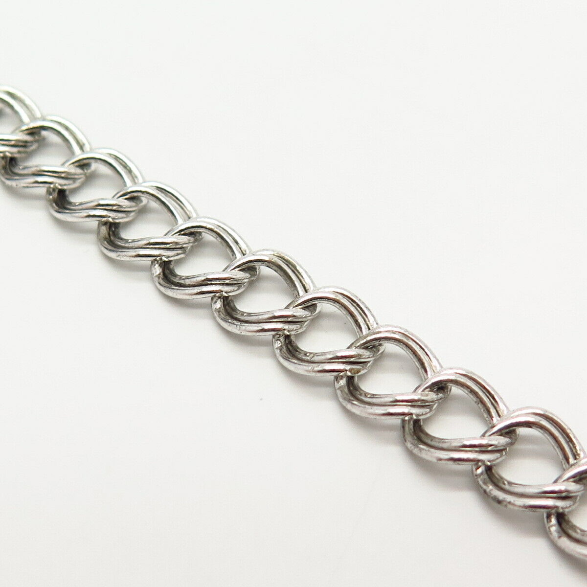 925 Sterling Silver Vintage Double Cable Link Bracelet 6 3/4"