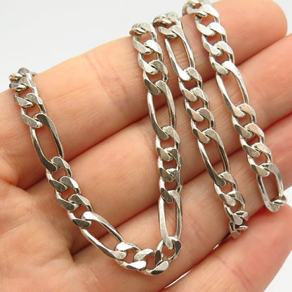 925 Sterling Silver Italy Figaro Chain Necklace 19"