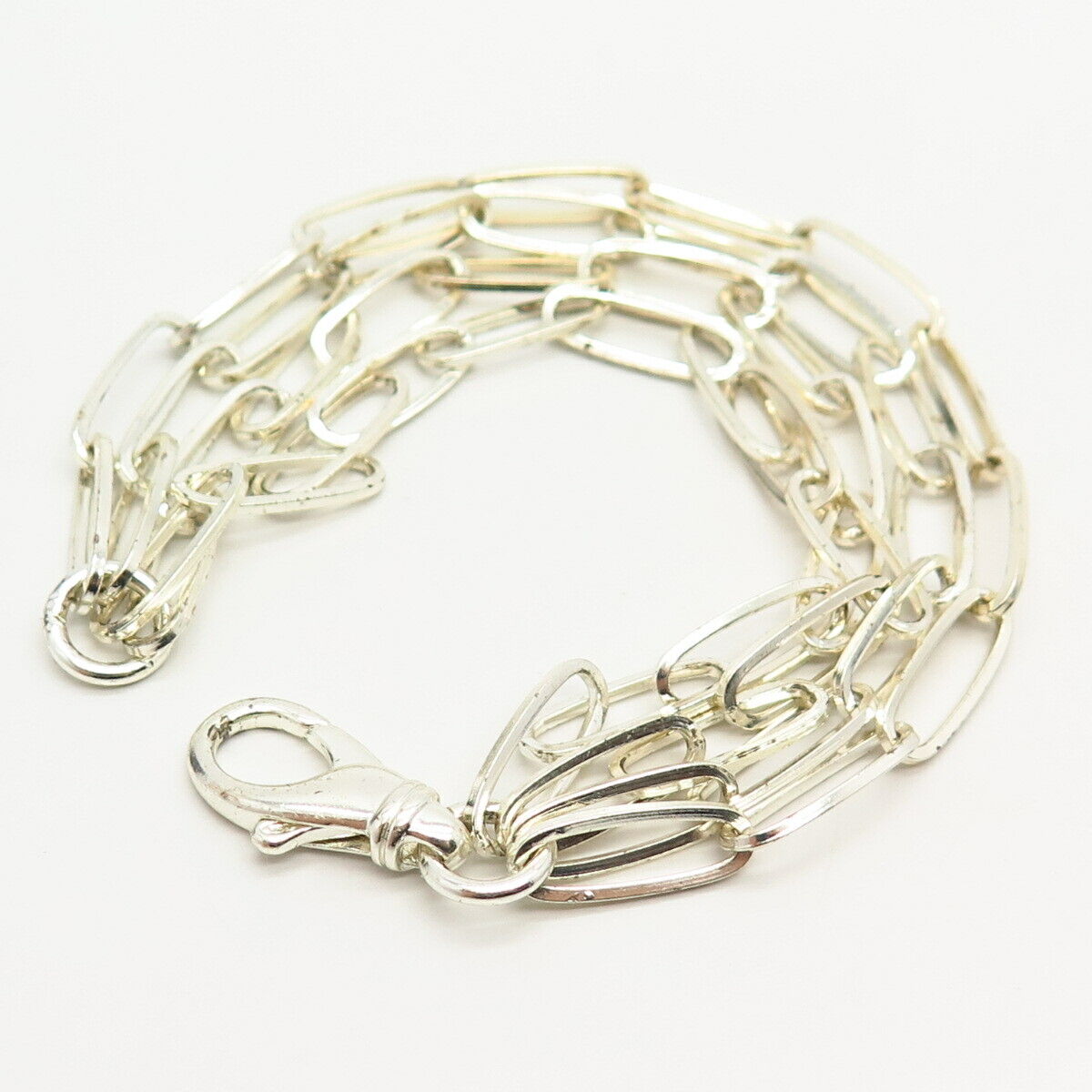 925 Sterling Silver Multi-Strand Oval Link Bracelet 6.5"