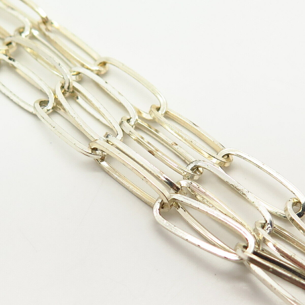 925 Sterling Silver Multi-Strand Oval Link Bracelet 6.5"