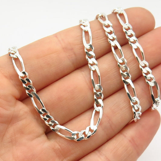 925 Sterling Silver Figaro Chain Necklace 19"