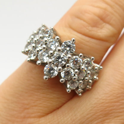 925 Sterling Silver C Z Cluster Ring Size 5 1/4