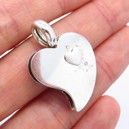 925 Sterling Silver Vintage Heart Shape Slide Pendant