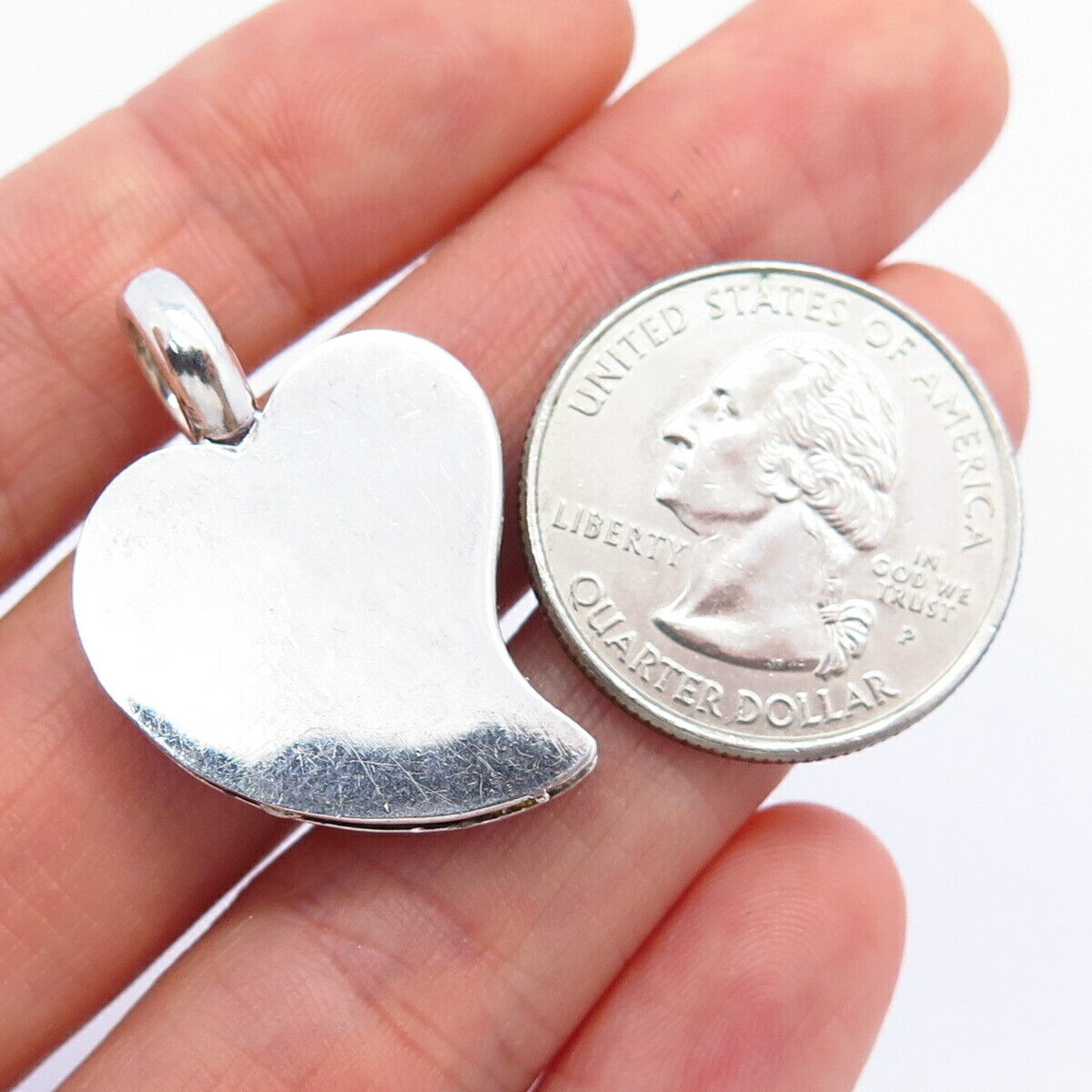 925 Sterling Silver Vintage Heart Shape Slide Pendant