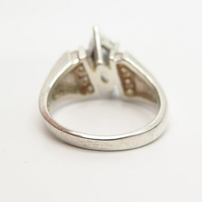 925 Sterling Silver C Z Cocktail Ring Size 6 3/4