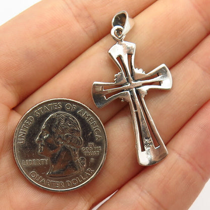 925 Sterling Silver Granulated Design Cross Pendant