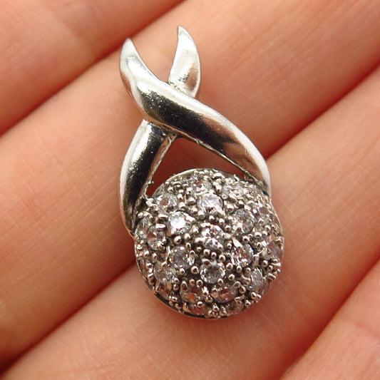 925 Sterling Silver C Z Ball & "X" Design Slide Pendant