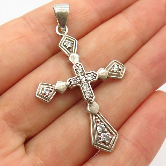 925 Sterling Silver C Z Cross Pendant