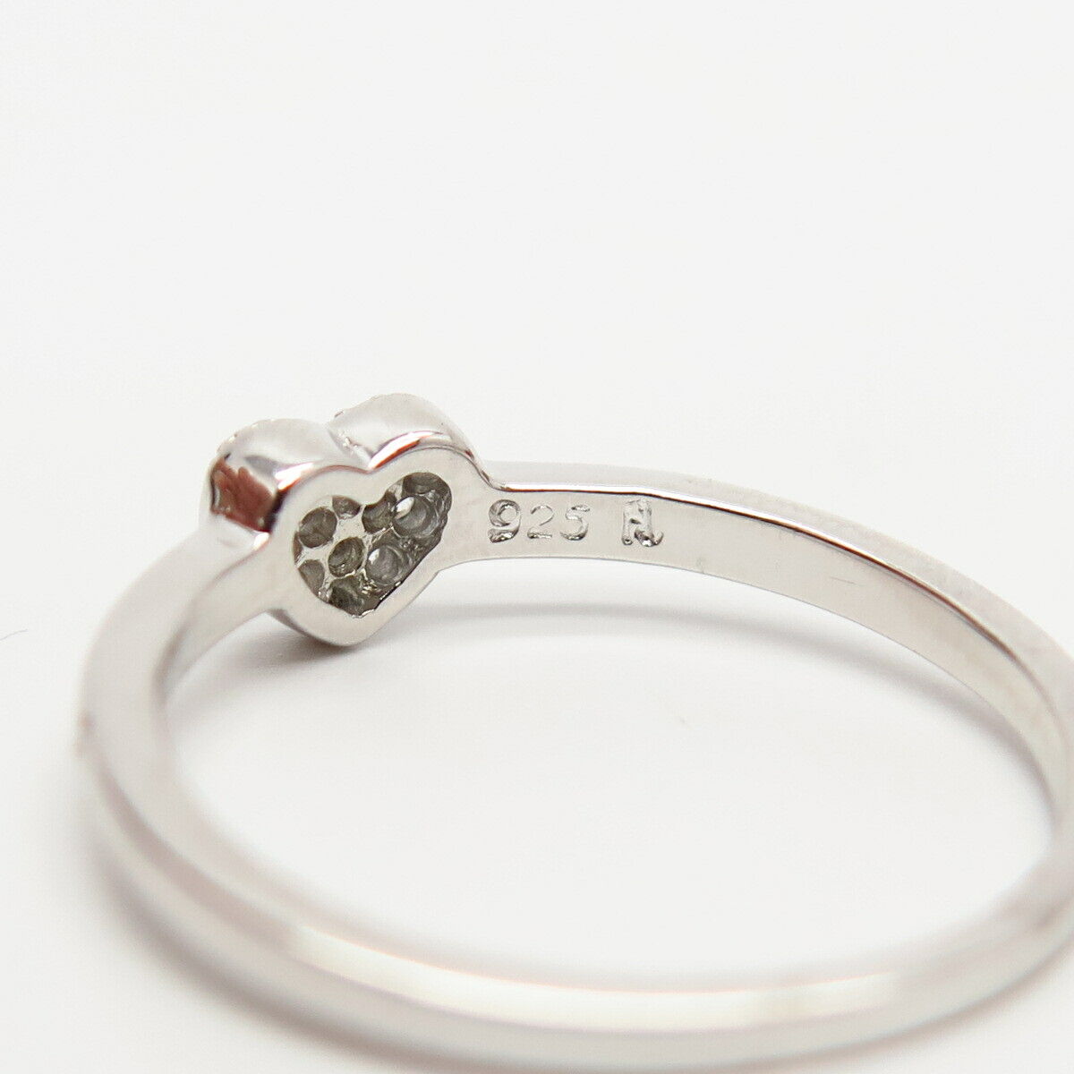 925 Sterling Silver C Z Heart Design Ring