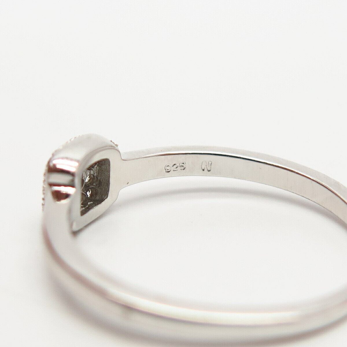 925 Sterling Silver C Z Square Design Thin Ring