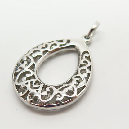 925 Sterling Silver Ornate Teardrop Design Reversible Pendant