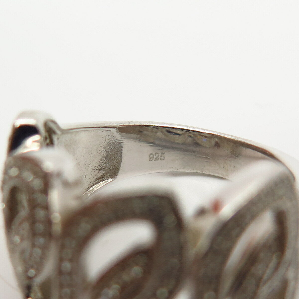 925 Sterling Silver C Z Eternal Curve Design Wide Ring Size 7 3/4