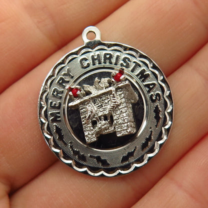 925 Sterling Silver Vintage Elco "Merry Christmas" Pendant