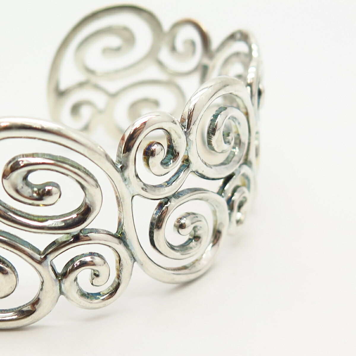 925 Sterling Silver Ross Simons Swirl Design Wide Cuff Bracelet 6 1/4"