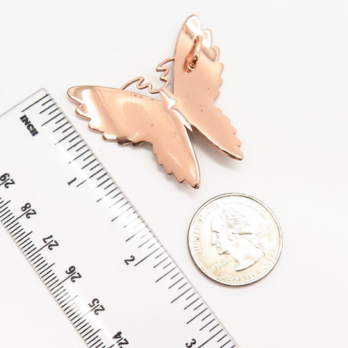 925 Sterling Silver Rose Gold Plated Butterfly Design Slide Pendant