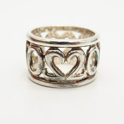 925 Sterling Silver "2000" Millennium Heart Band Ring Size 7 3/4