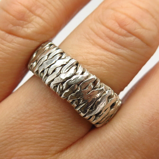 925 Sterling Silver Woven Design Solid Band Ring Size 7 1/4