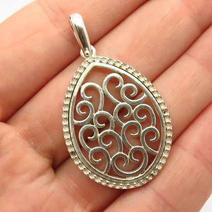 925 Sterling Silver Swirl Ornate Design Pendant