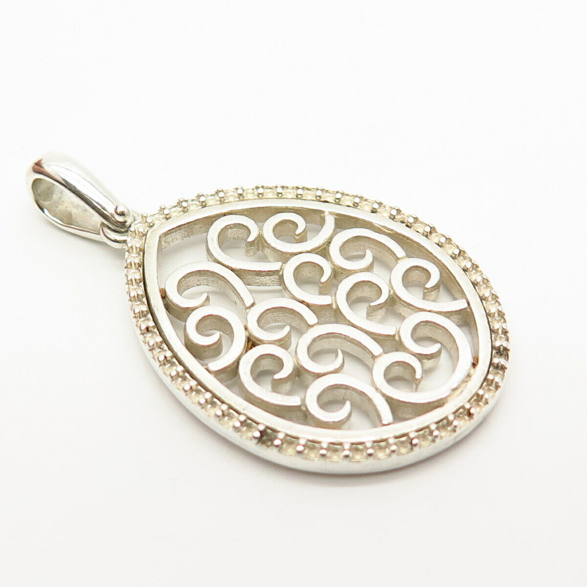 925 Sterling Silver Swirl Ornate Design Pendant