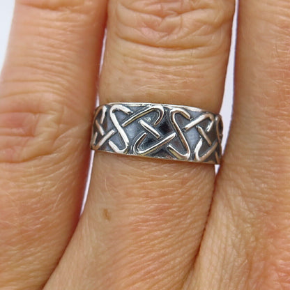 925 Sterling Silver Knot Ornate Design Adjustable Ring Size 4.5