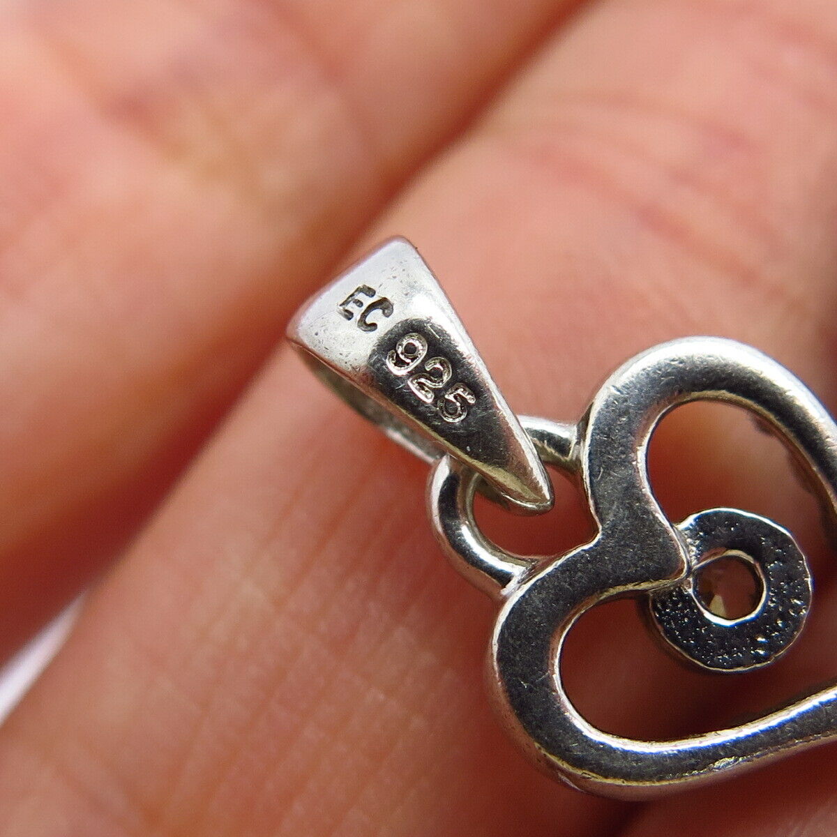 925 Sterling Silver C Z Heart & Key Design Pendant