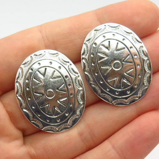 925 Sterling Silver Vintage Tribal Design Earrings