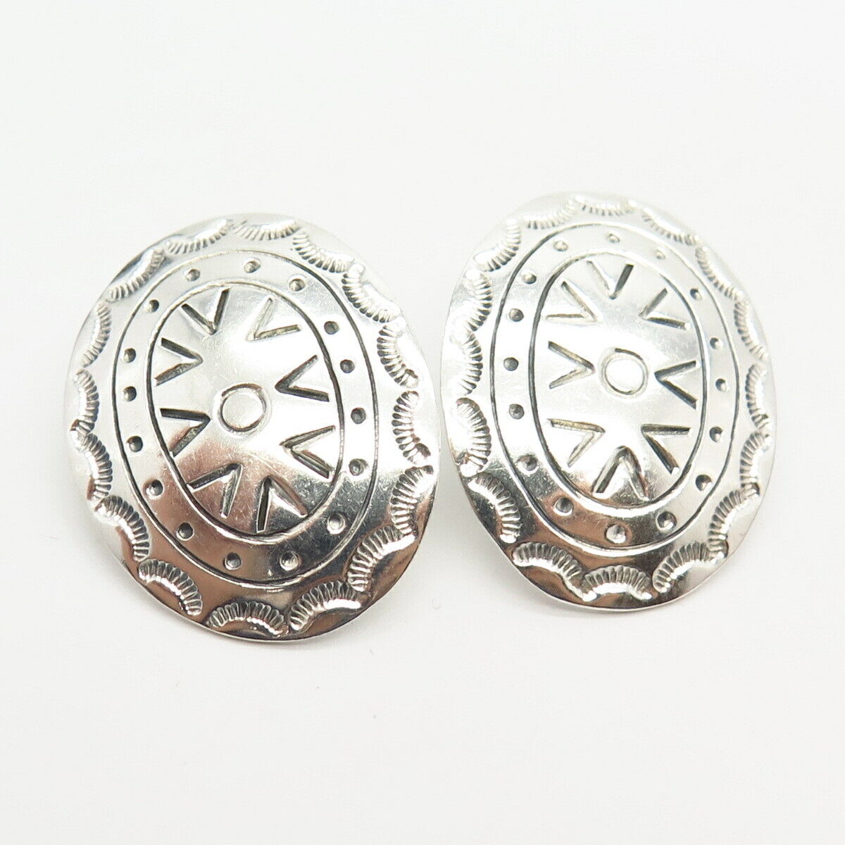 925 Sterling Silver Vintage Tribal Design Earrings