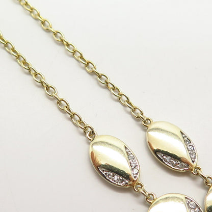 925 Sterling Silver Gold Plated C Z Y-Drop Chain Necklace 16-18"