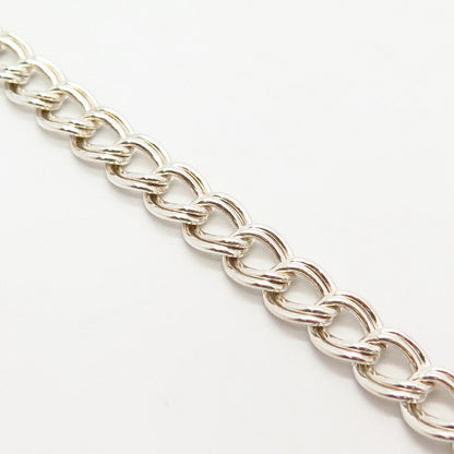 925 Sterling Silver Italy Double Cable Link Bracelet 7 3/4"