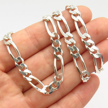 925 Sterling Silver Italy Thick Figaro Chain Necklace 20"