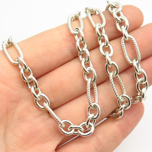 925 Sterling Silver Vintage Solid Long Figaro Chain Necklace 32"