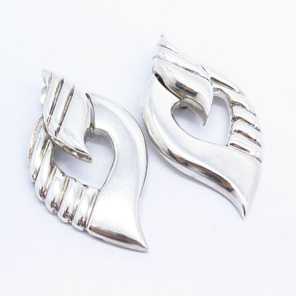 925 Sterling Silver Nelson Levine Abstract Door Knocker Clip On Earrings