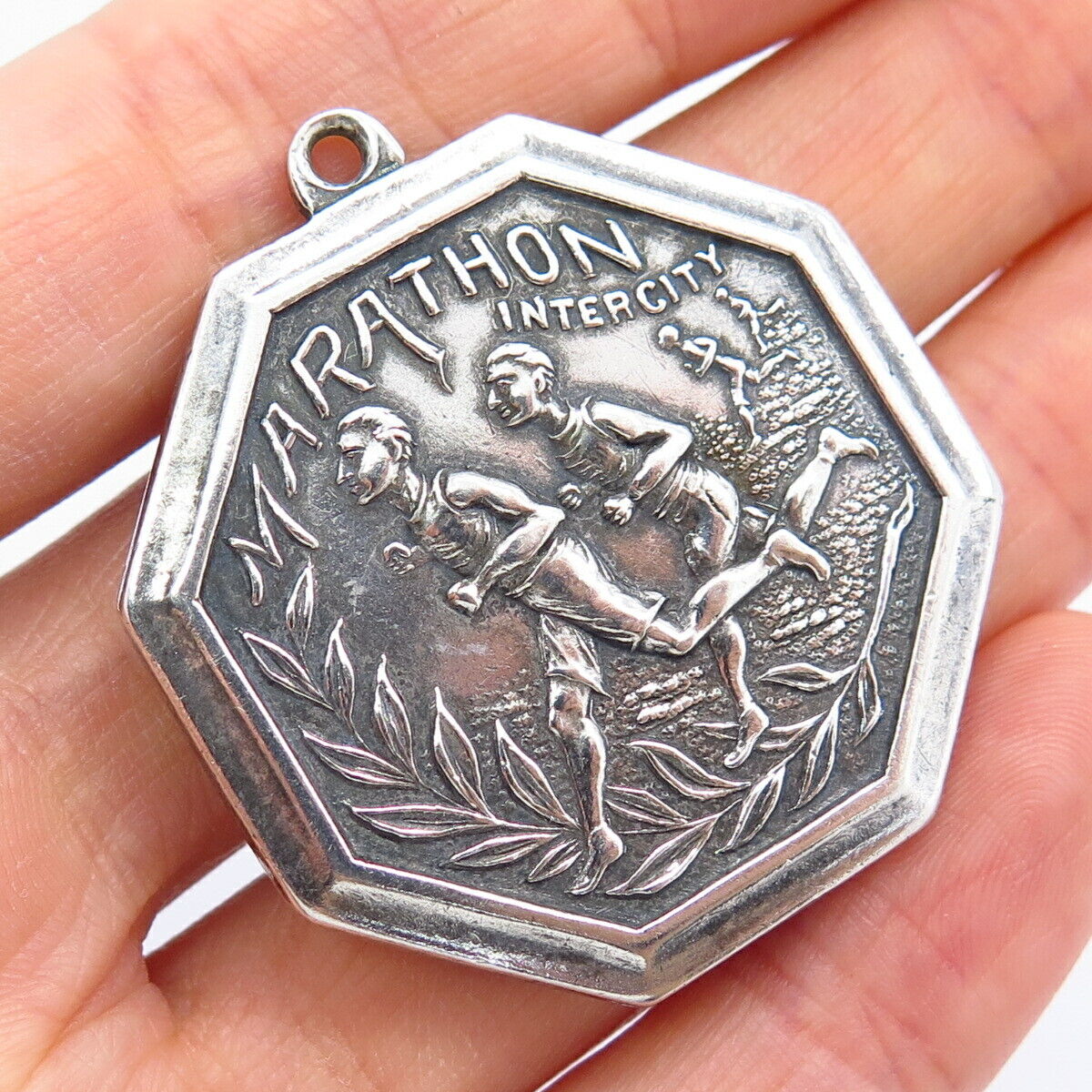 925 Sterling Antique R. Harris & Co. "1 Mile Handicap Marathon" Award Pendant