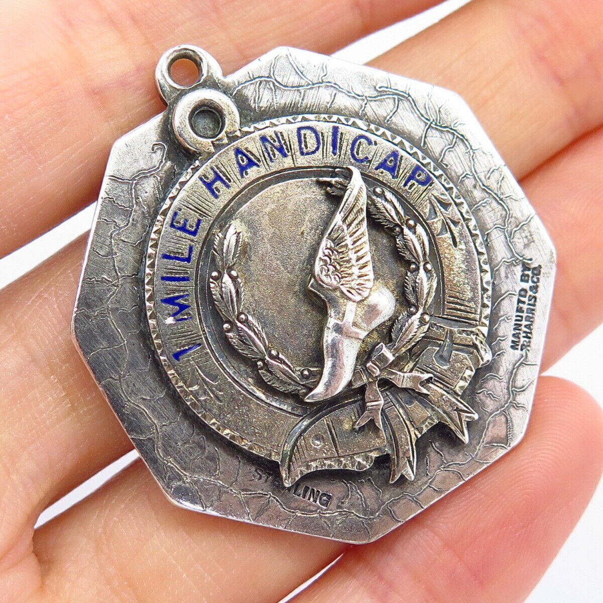 925 Sterling Antique R. Harris & Co. "1 Mile Handicap Marathon" Award Pendant