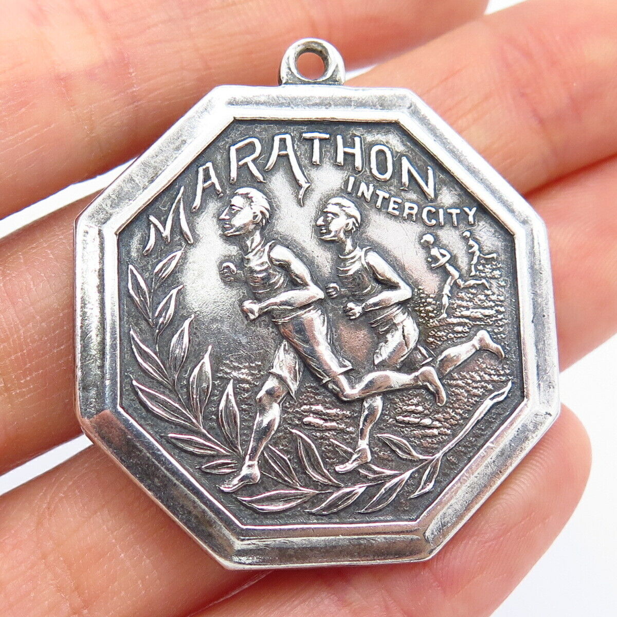 925 Sterling Antique R. Harris & Co. "1 Mile Handicap Marathon" Award Pendant