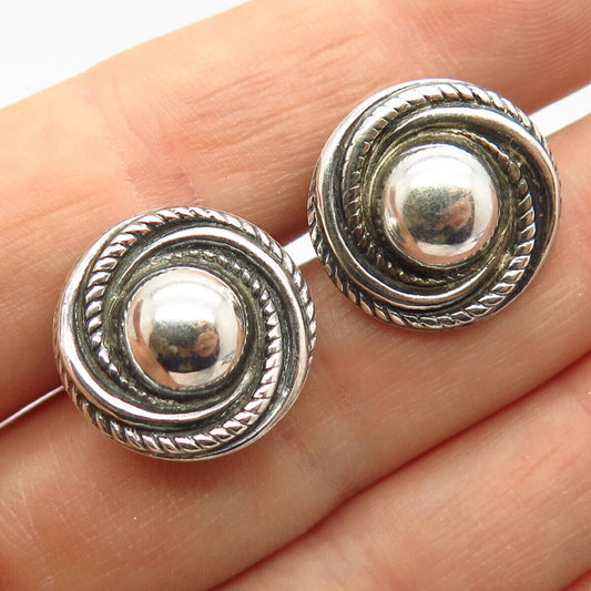 925 Sterling Silver Vintage Twisted Design Screw Back Earrings