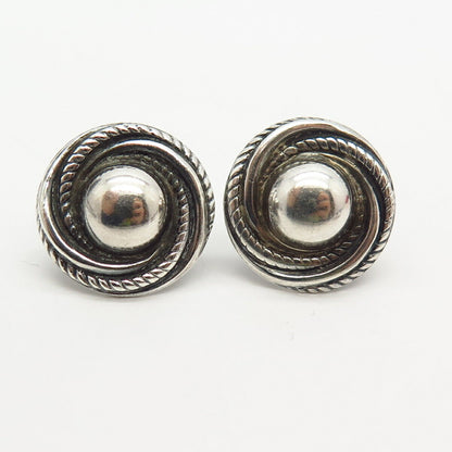 925 Sterling Silver Vintage Twisted Design Screw Back Earrings