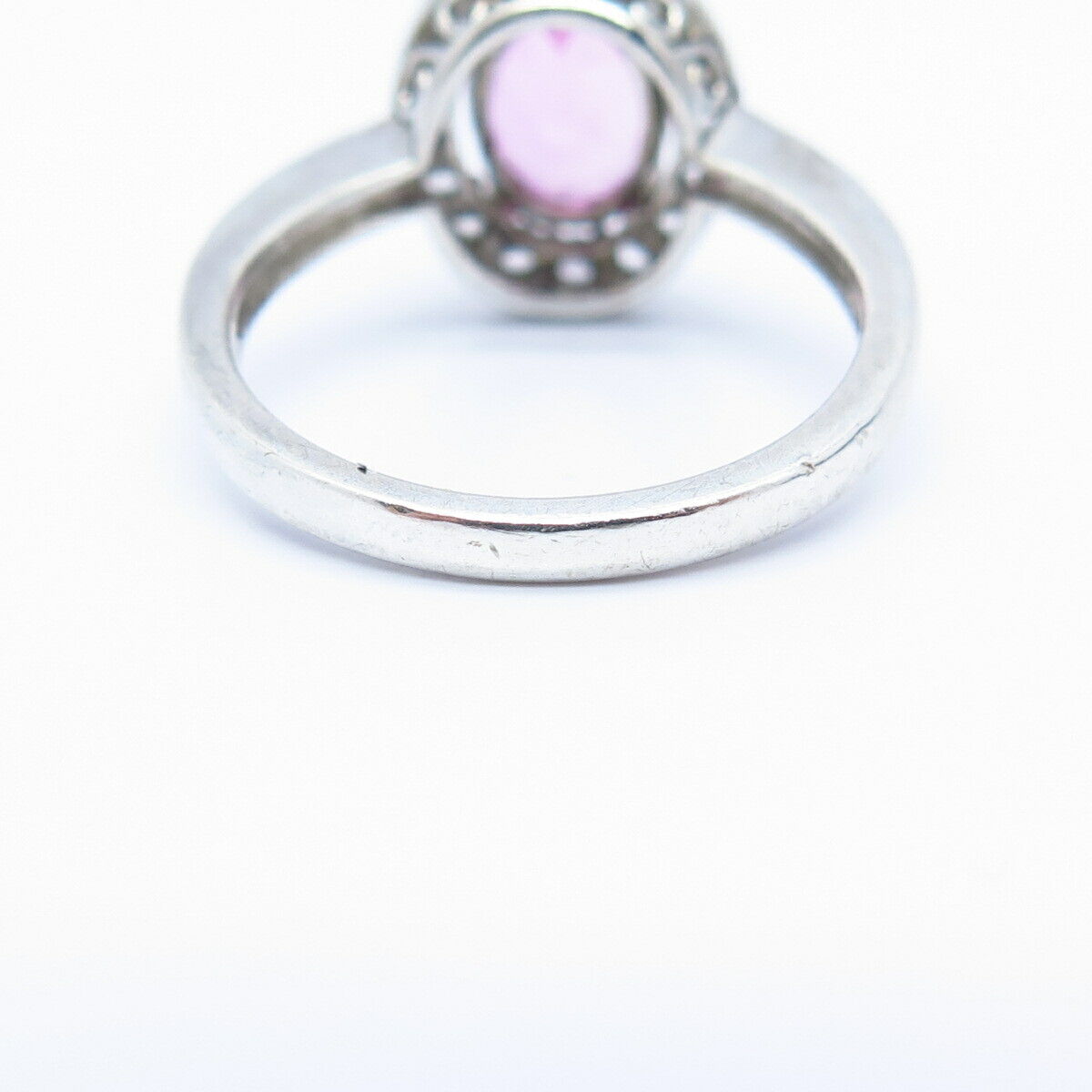 925 Sterling Silver White & Pink C Z Ring Size 7 1/4