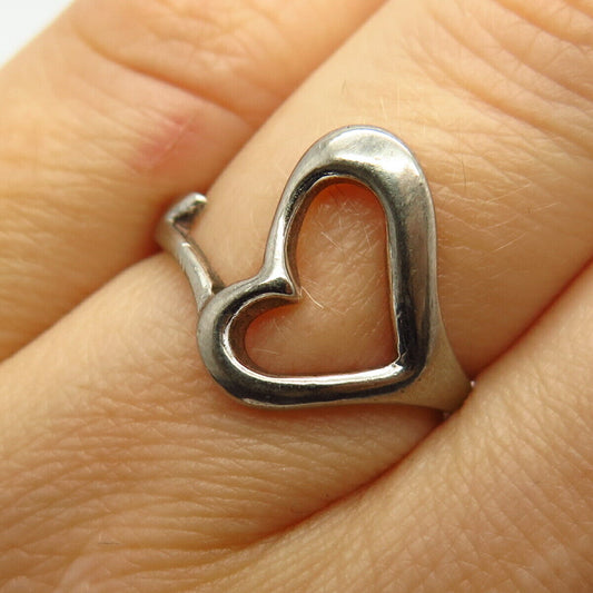 925 Sterling Silver Open Heart Design Ring Size 6 3/4