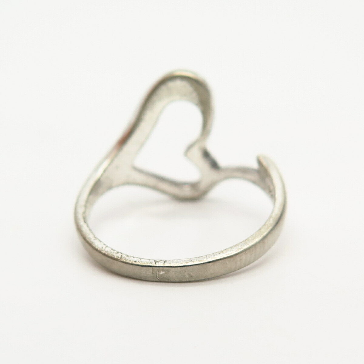 925 Sterling Silver Open Heart Design Ring Size 6 3/4