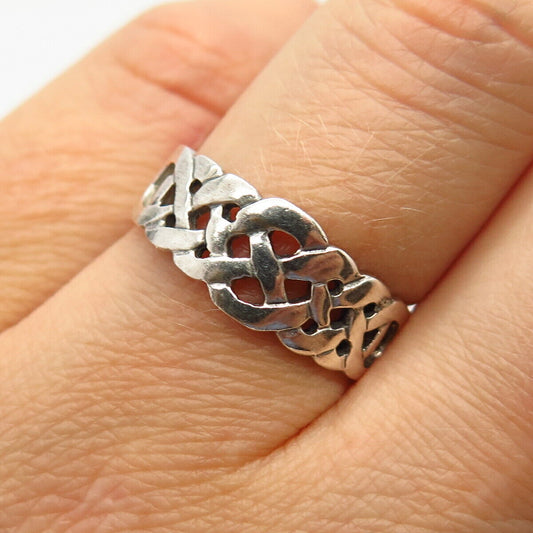 925 Sterling Silver Celtic / Viking Knot Design Ring Size 7 1/4