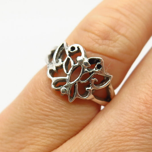 925 Sterling Silver Carved Butterfly Design Ring Size 4.5