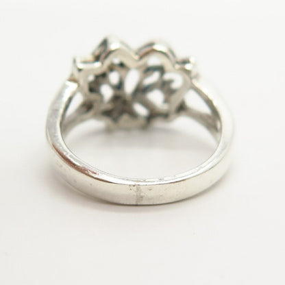 925 Sterling Silver Carved Butterfly Design Ring Size 4.5