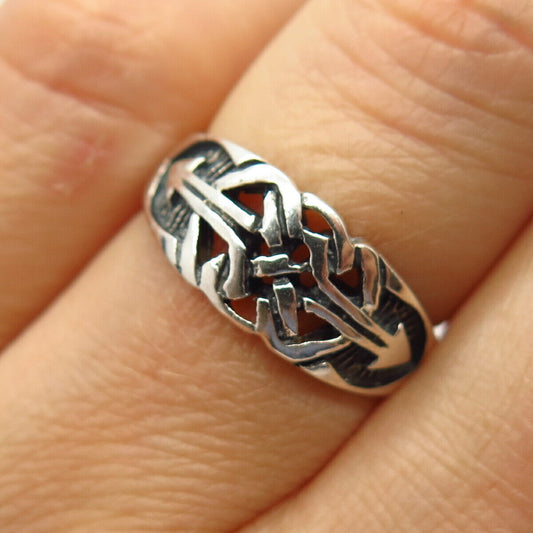 925 Sterling Silver Tribal Arrow Design Ring Size 6