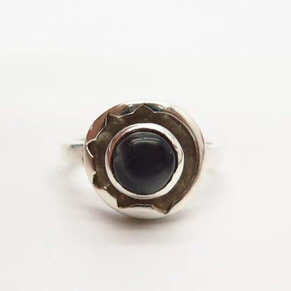 925 Sterling Silver Black Tiger Eye Imitation Ring Size 5 1/4