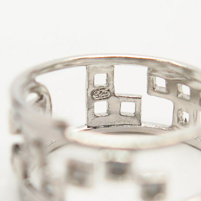 925 Sterling Silver C Z Maze Design Band Ring Size 6