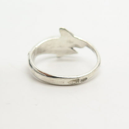 925 Sterling Silver Friendly Dolphins Design Ring Size 6 1/4