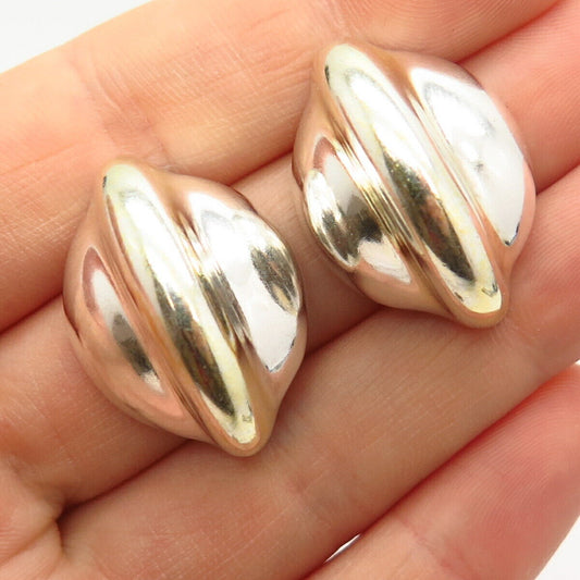 925 Sterling Silver Vintage Airess Modernist Design Hollow Earrings