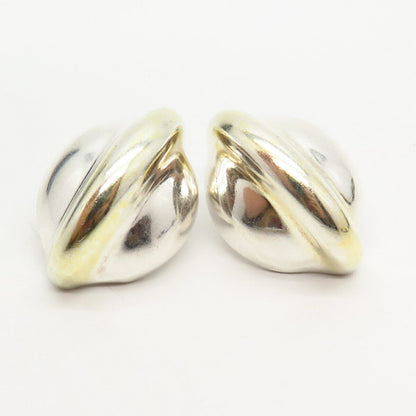 925 Sterling Silver Vintage Airess Modernist Design Hollow Earrings