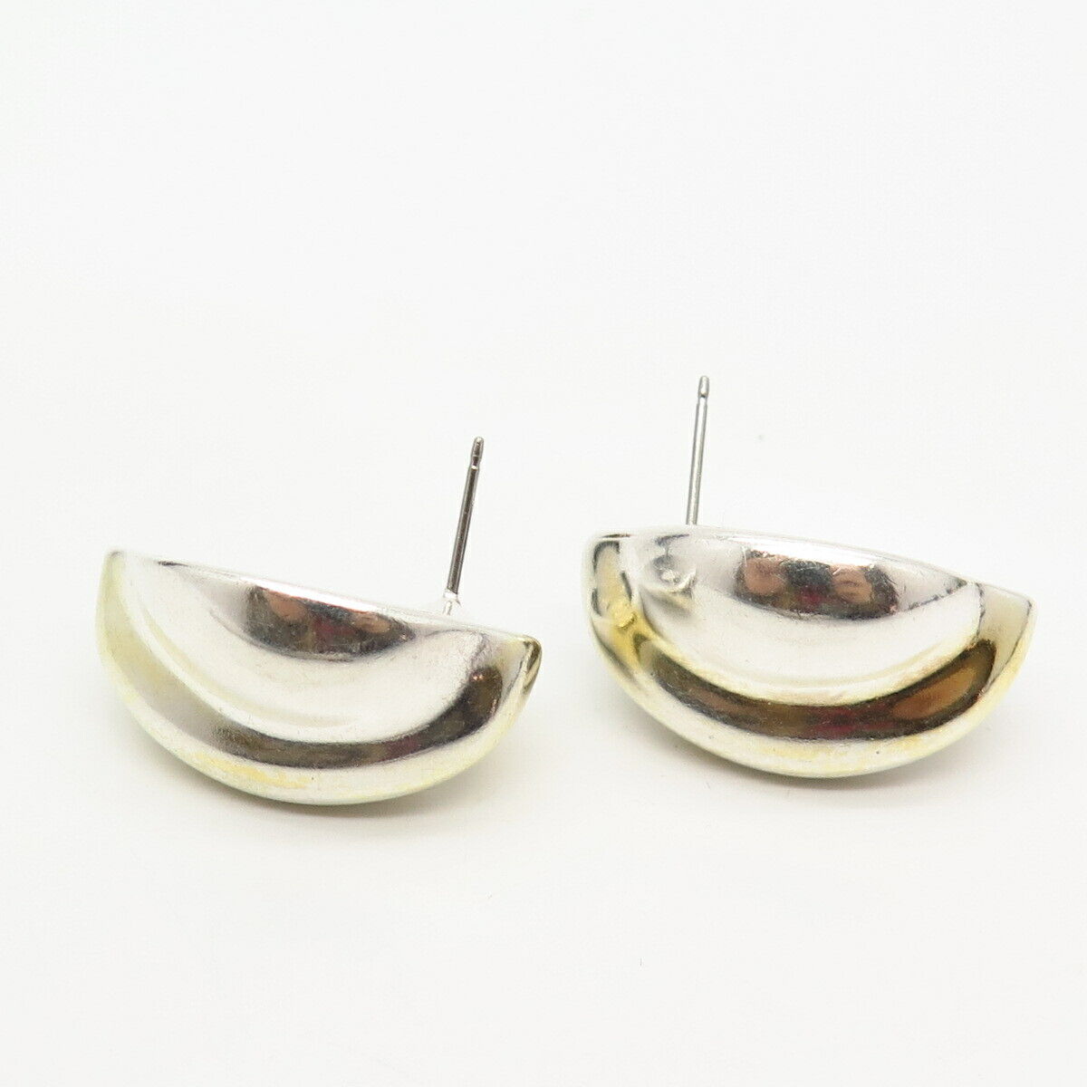 925 Sterling Silver Vintage Airess Modernist Design Hollow Earrings